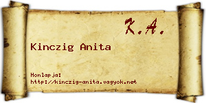 Kinczig Anita névjegykártya